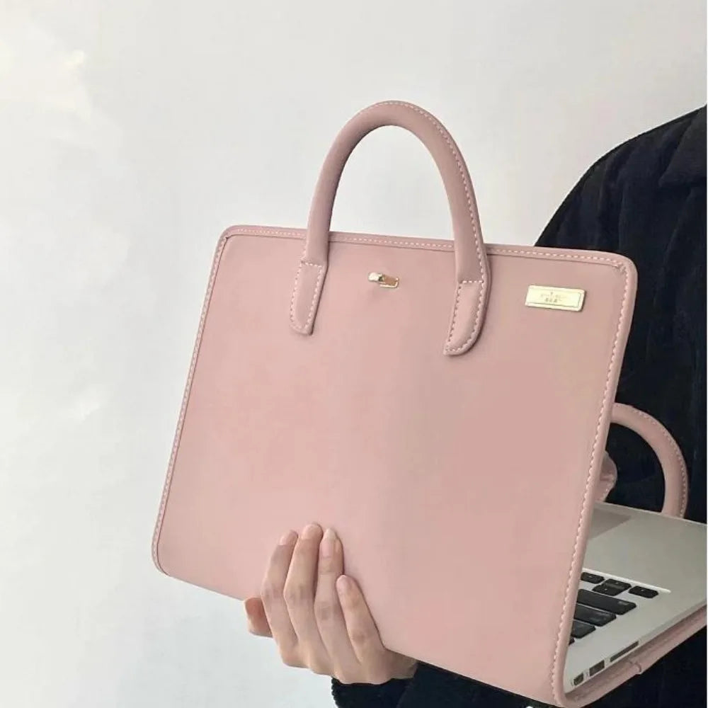 Tejesa PU Laptop Sleeve Pink with Handle Laptop Bag /Laptop Protective Case for For Macbook/Lenovo/Xiaomi/Huawei