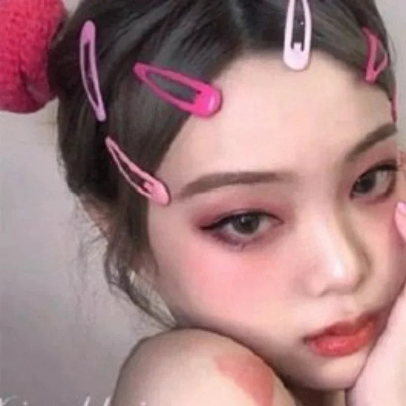 Hemasa 10/50pcs Sweet Waterdrop Snap Hair Clips Women Girls Cute Candy Color Metal BB Hairpins Barrettes Bobby Headwear Slid Pins