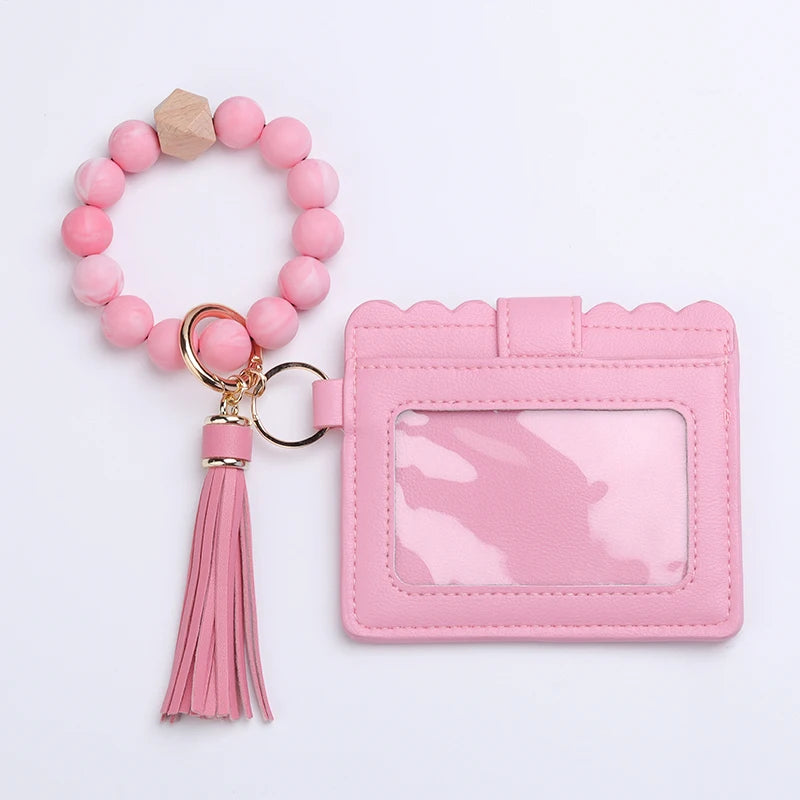 Silicone Bead Bracelet Tassel Pendant Keychain Pendant Cartoon Portable Woman Man Card Bag Multicolor Key Chain Gifts