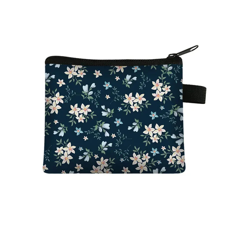 Tejesa Floral Print Cosmetic Bag Girl Women Sanitary Napkin Storage Organizer Bag Coin Card Money Eearphone Lipstick Holder Pouch
