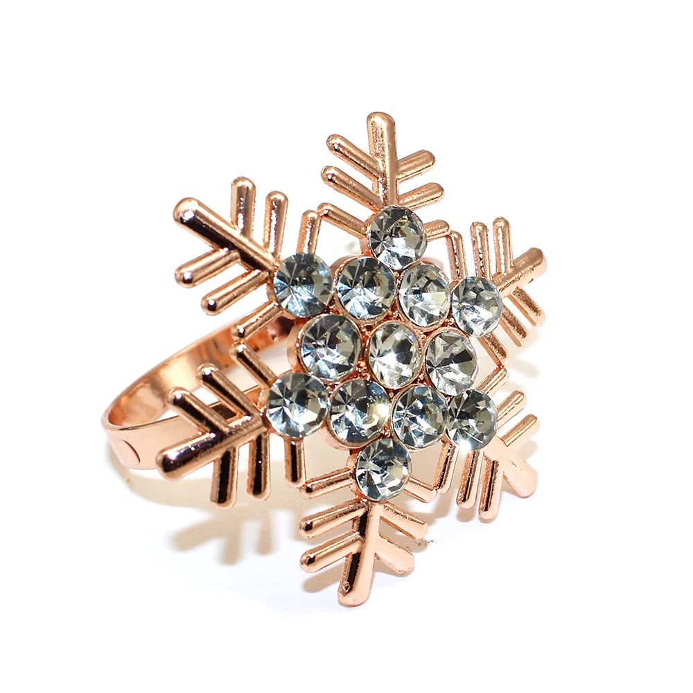 6Pcs Christmas Snowflake Napkin Rings for Table Setting Metal Napkin Holder for Home Winter Party Decor Navidad 2024 Noel ERC126