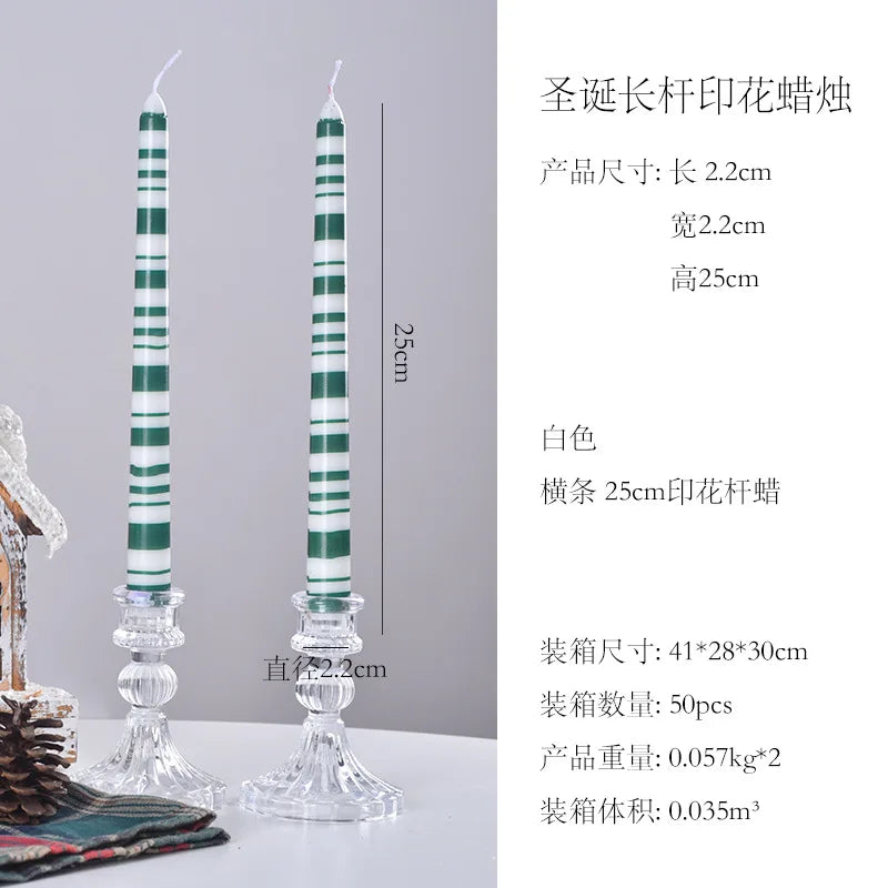 7.5'' Long Wedding Candles French Hand-Printed Pole Candle Long Taper Dinner Candles for Minimalist Home Decorative Candles