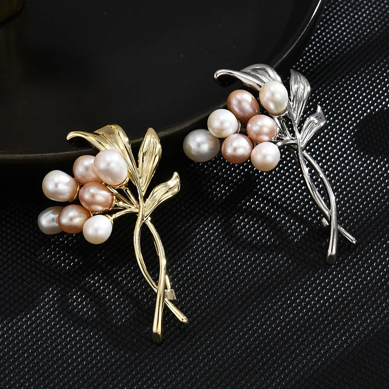 New natural freshwater pearl color bouquet brooch corsage anti-leak buckle