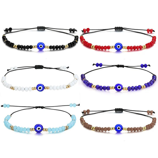 Amulet Evil Nazar Eye Bracelet Handmade Rope Stainless Steel Bead Crystal Bracelets for Women Valentines Day Gift Emo Jewelry