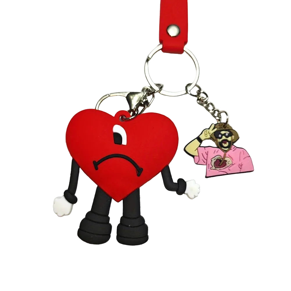 Tejesa Bad Bunny Red Heart Bad Bunny Key chain /Cartoon Silicone Love Doll Delicate Bag Gift Pendant