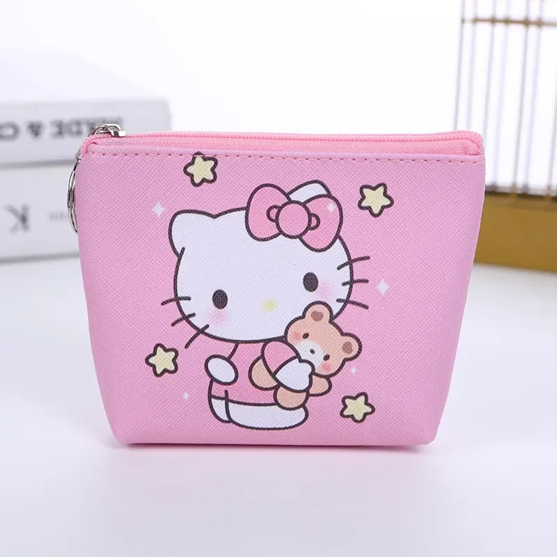 Hello Kitty Purse Coin Purses Cartoon Printed PU Melody Cute Wallet Bag Keychains Storage Bag Sanrio Kuromi Kawaii Mini Pouch