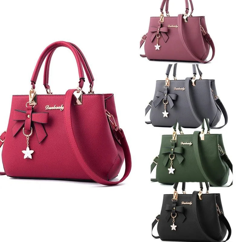 Hemasa  Women Messenger Bags with flower pendant Office Ladies Totes /Pure Leather Handbag for female Crossbody Shoulder