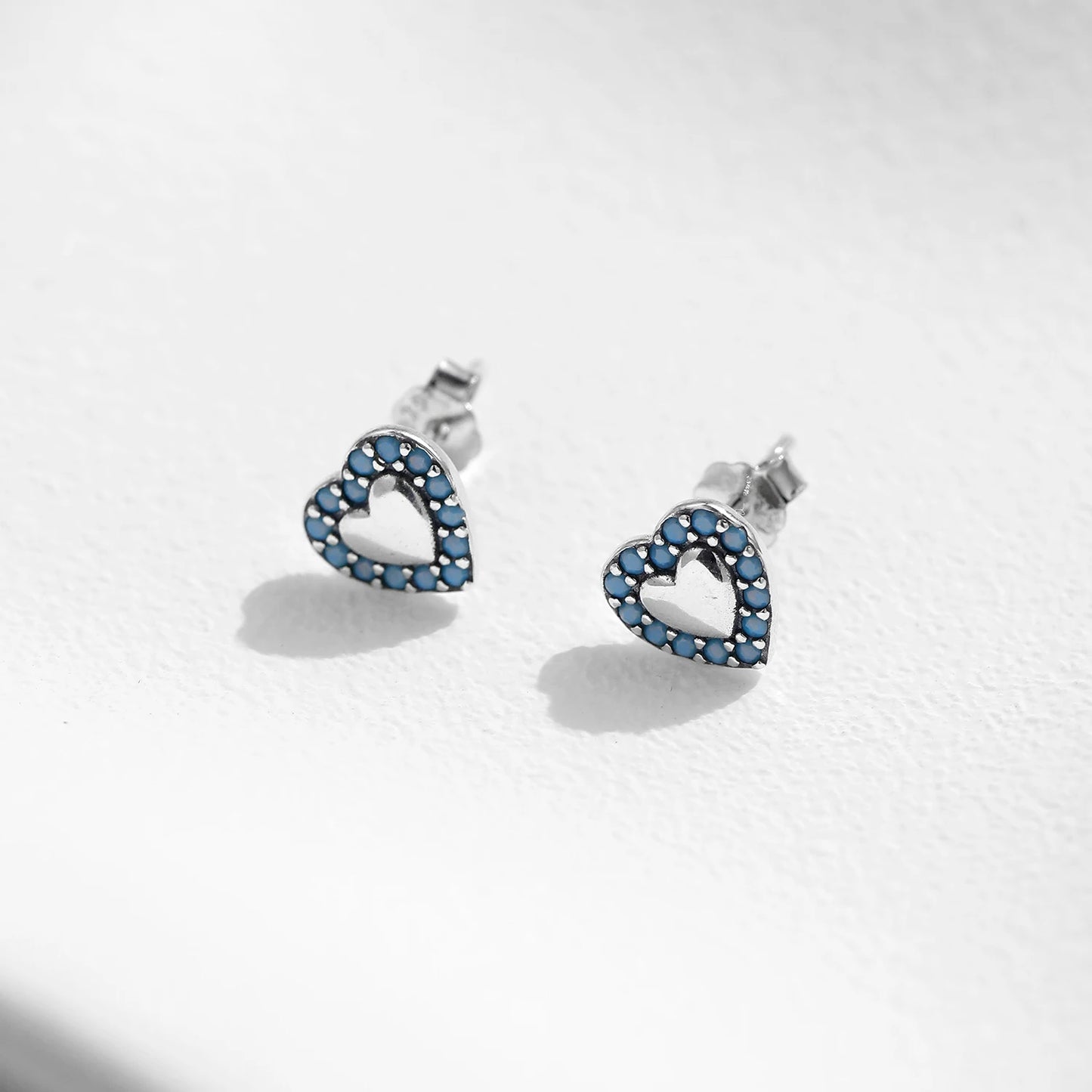 MODIAN 925 Sterling Silver Small Hearts Vintage Turquoise Stud Earrings Classic Stackable Fine Jewelry For Women Gifts