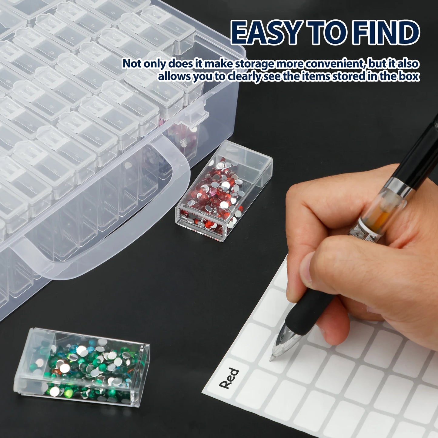 2 Set Clear Bead Storage Box Mini Sampling Tank 56 Cell Transparent Dustproof Organiser Box for Painting Accessory Jewelry Ring