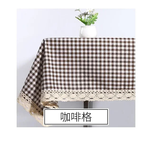 Tablecloth, Washable Cotton Linen Fabric Tassel Table Cloth Dust-Proof Embroidery Table Cover for Kitchen Dinning Farmhouse