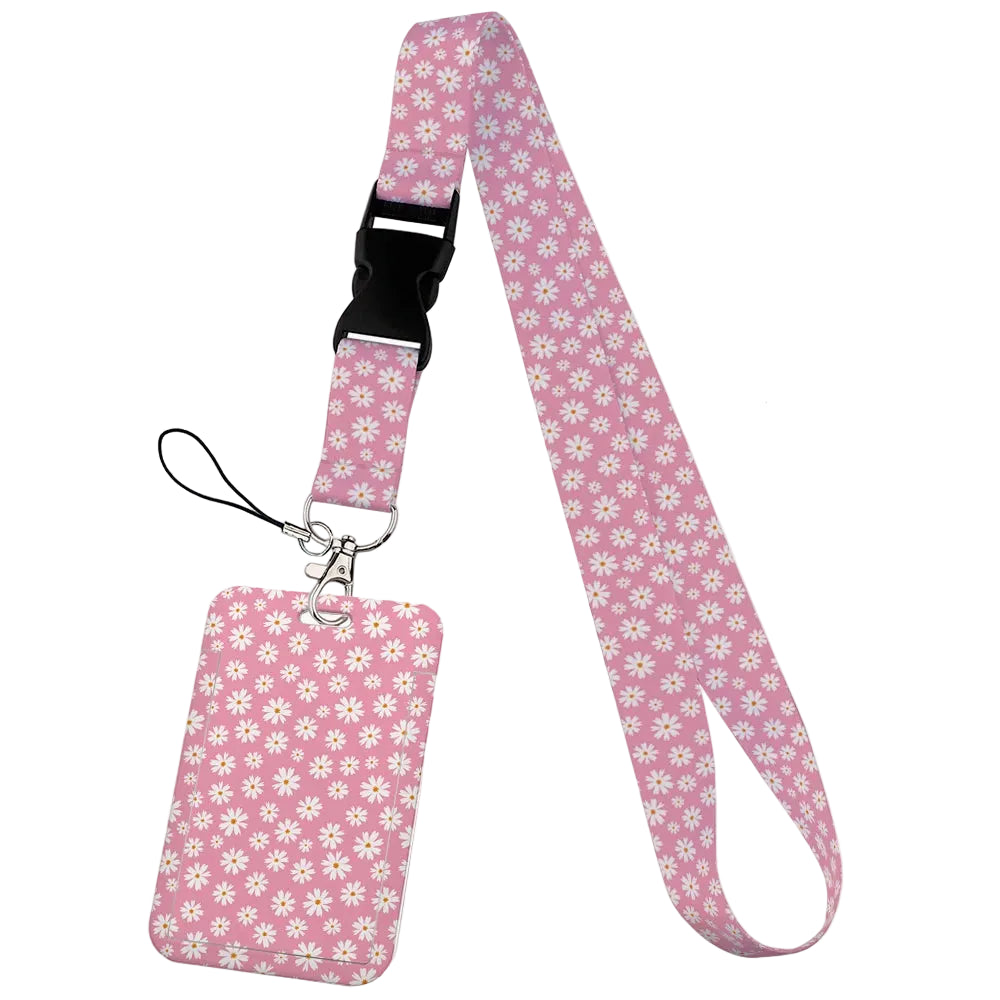 Tejesa  Flower design Lanyard Business Credit Card Holder/ Neck Strap Keychain Hang Rope ID Badge Holder