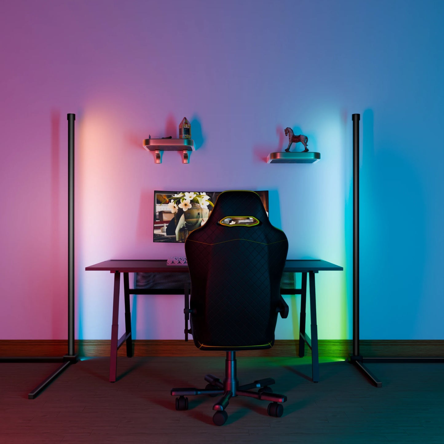 Hemasa Smart RGB Dream Color Floor Lamp with Music Sync Modern 16 Million Color Changing Standing Mood Light with APP & Remote Control