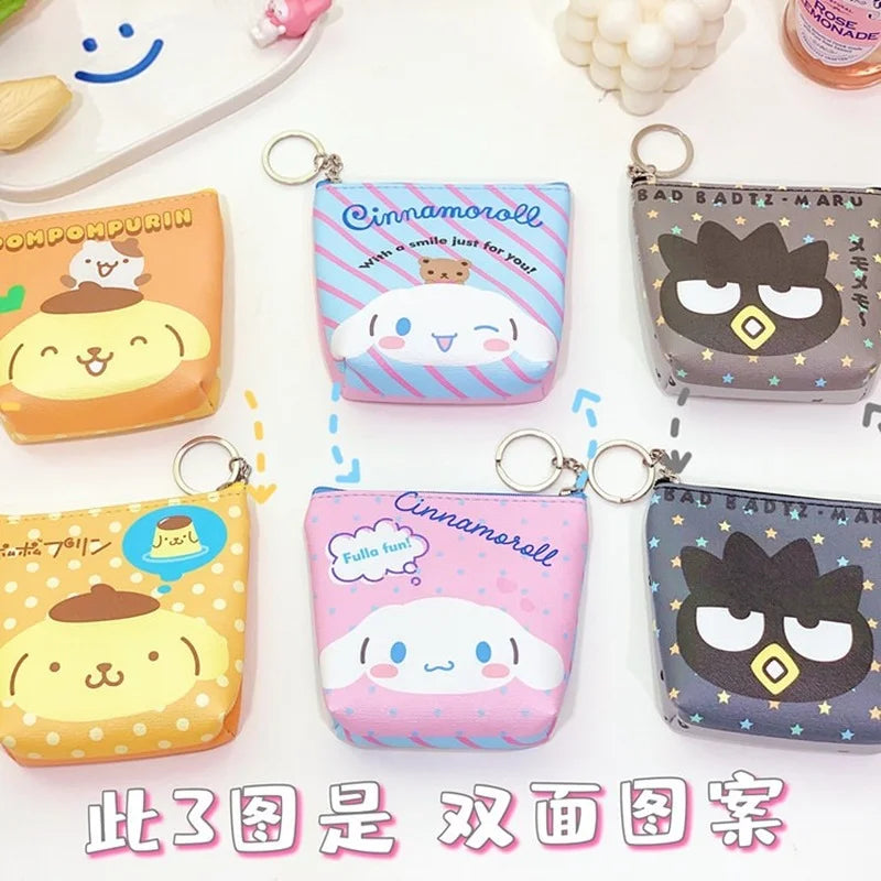 Hello Kitty Kawaii Coin Purses Sanrio Cute Card Holders Keychain Bags My Melody Pudding Kuromi Kids Wholesale Purses Cute Wallet