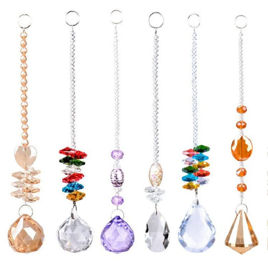 Sun Catchers With Crystals, Hanging Crystals Suncatchers For Windows, Colored Crystals Prisms  Pendant Suncatchers Beads