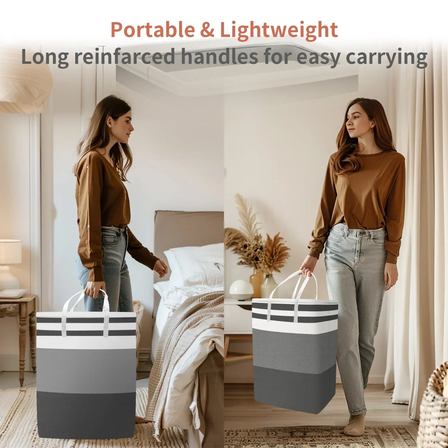 Tejesa  Waterproof  Large Laundry Baskets Freestanding Hamper Collapsible Tall Clothes Hamper with Extended Handles for Clothes