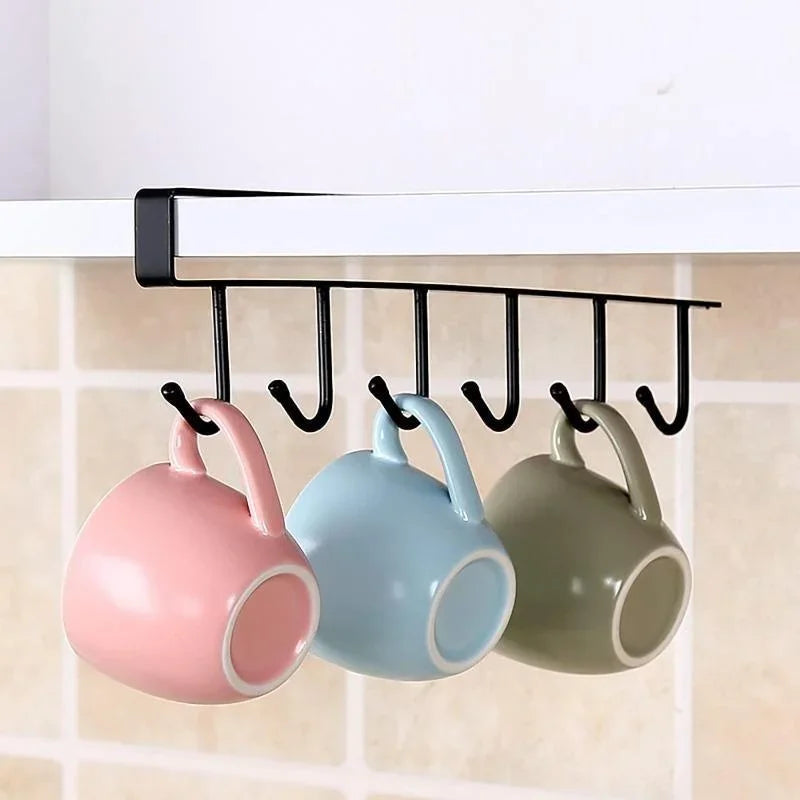 1pcs Kitchen Shelf Storage Clothes Hanging Organizer Cup Holder Glass Mug Holder 6 Hooks Storage Rack Kitchen Accessories