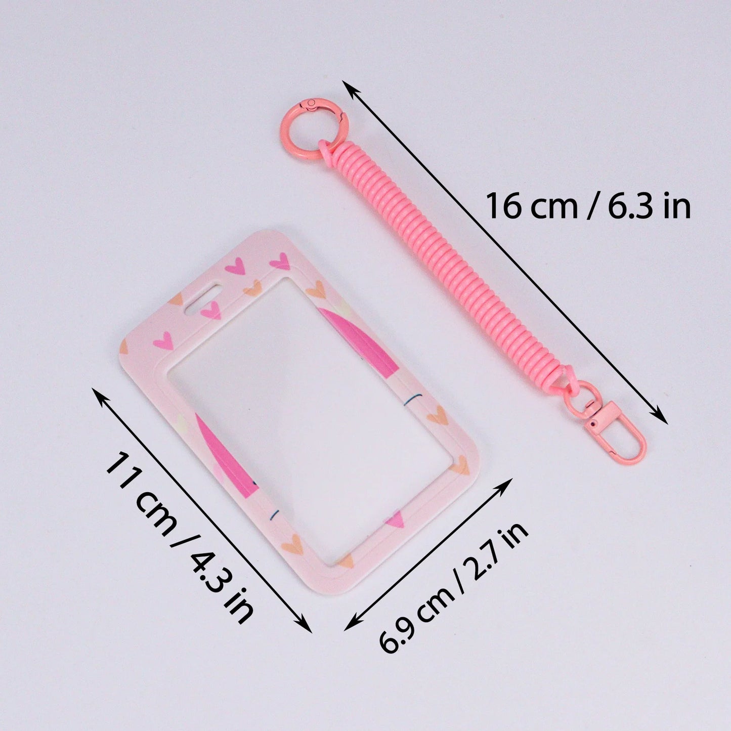 Tejesa Cute Rainbow ID Card Holder with Spring Key Chain /Sudent /Office Worker