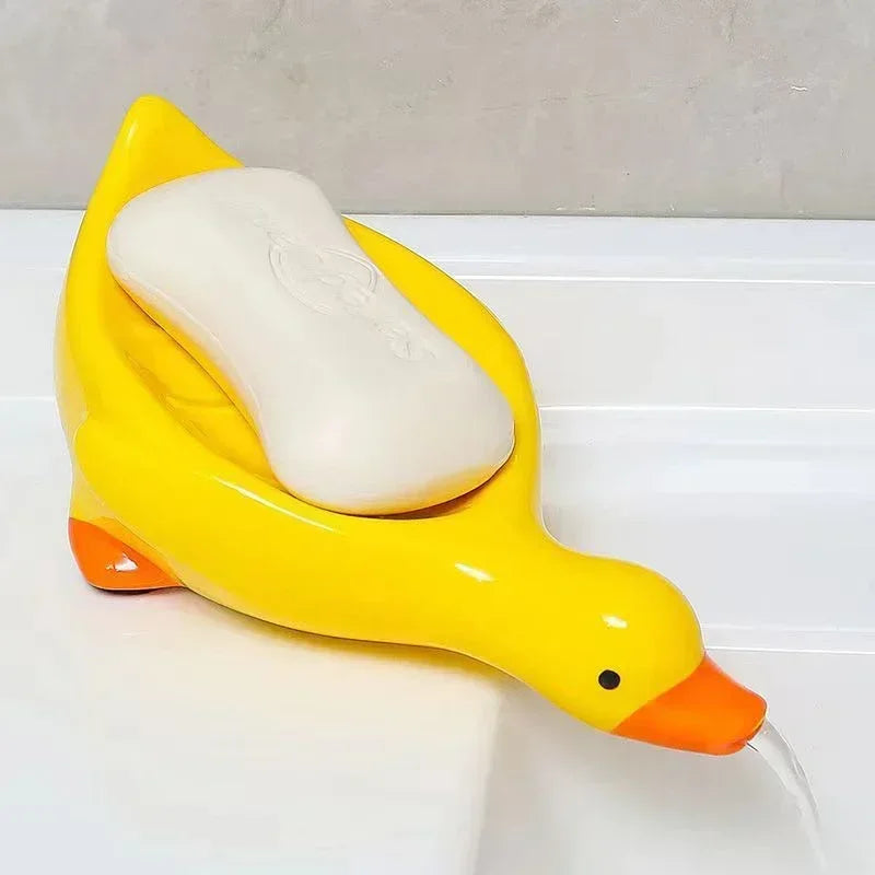 Hemasa  Duck Shape Soap Box Cartoon Soap Dish Drainable Storage Holder Soap Container Storage Dish Household Bathroom Accessories