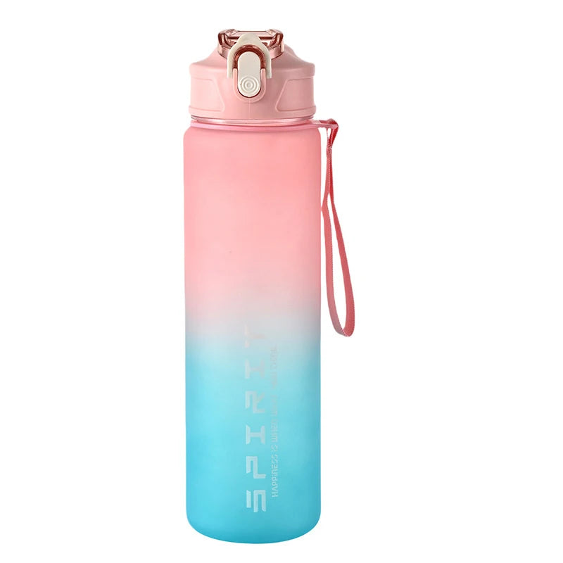 800ml/28oz Large Capacity Sports Water Bottle Leak Proof Colorful Plastic Cup Drinking Outdoor Travel Portable Gym Fitness Jugs
