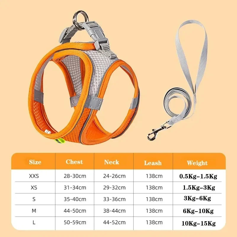 Soft mesh dog chest strap, suitable for training walks, adjustable dog vest, suitable for small and medium-sized dogs and cats