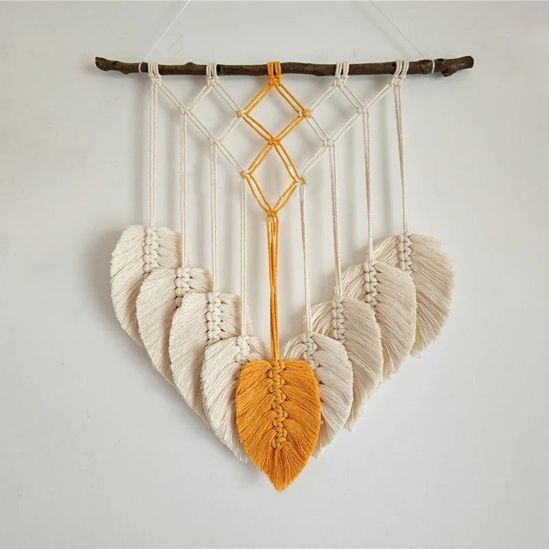 Hemasa Macrame Boho Decor /TapestryTassel Hand-woven Leaf Wall Hanging
