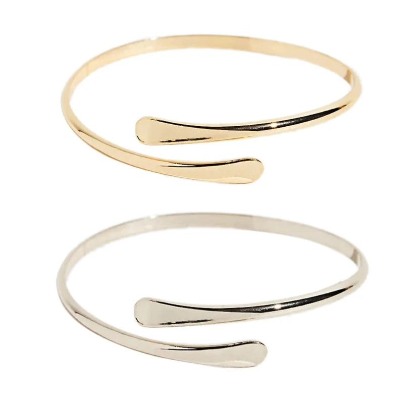 Hemasa 2 Pcs Adjustable Spiral Upper Arm Cuff Armband Bangle for women/Girls