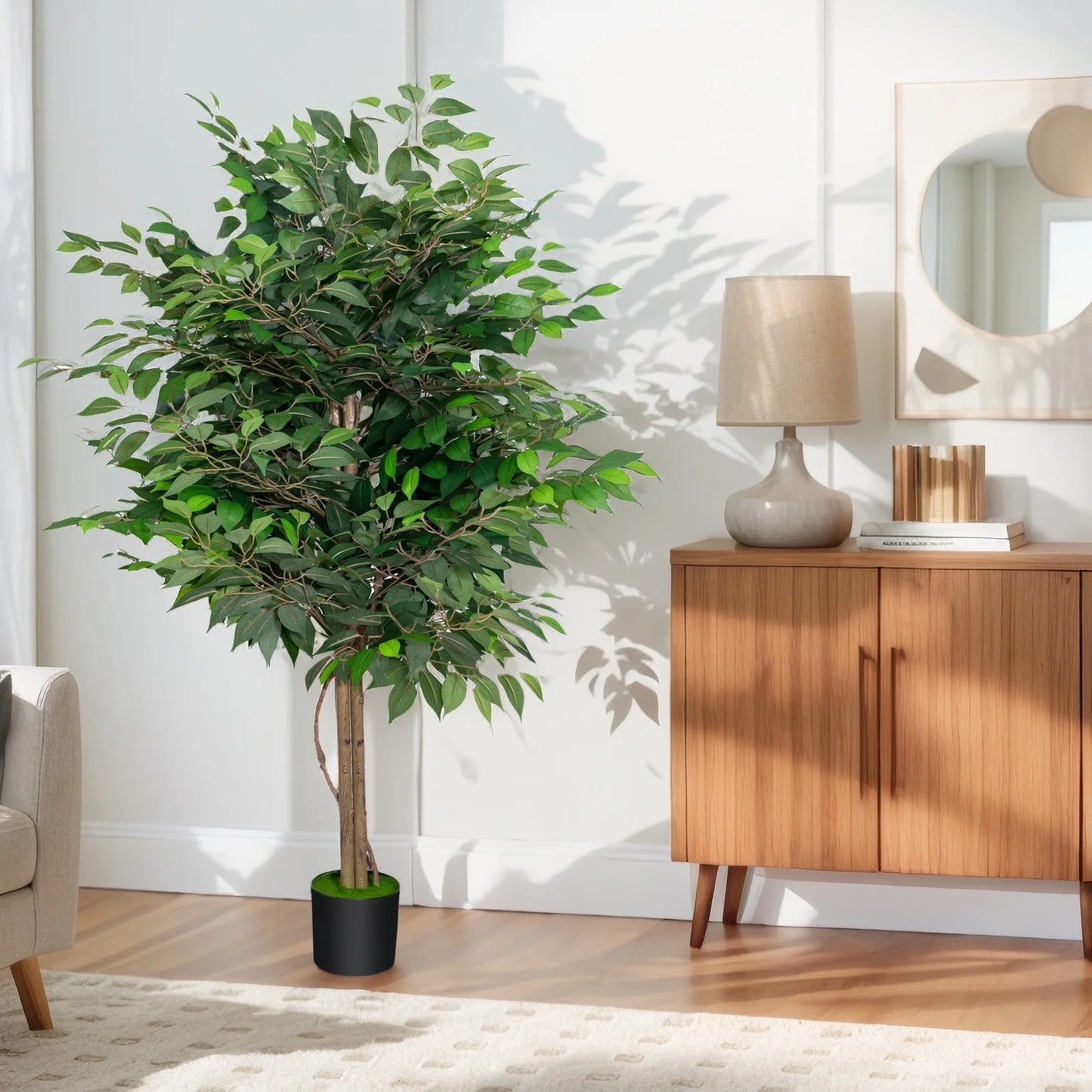 150CM Artificial Tree Artificial Banyan Tree Removable Fake Plant Potted Tree Artificial Ficus Tree For Christmas Room Decor
