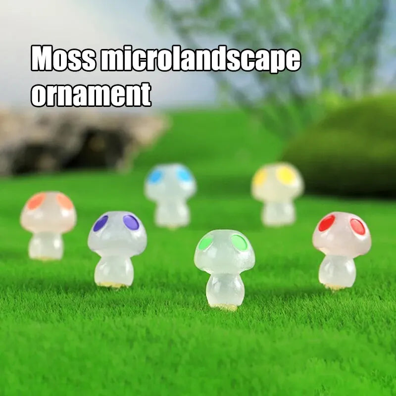 Hemasa 8PCS Mini Glowing Mushrooms Tiny Mushrooms Decoration for Miniature Garden Landscape
