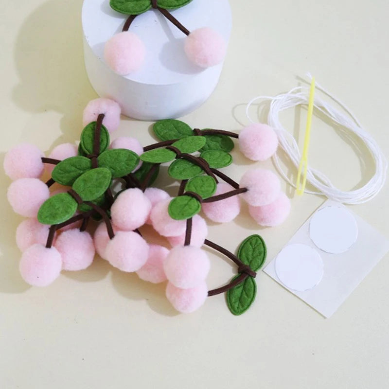 Hemasa Cherry Felt Ball Handmade Garland String Wall Hanging Ornaments Hair Ball Pendant Kids Room Shower Party