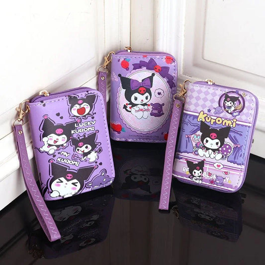 Cartoon Kuromi Short Version Waterproof Money Bag Zipper Coin Purse Multiple Card Slots Wallet Portable Decoration Girl Gift