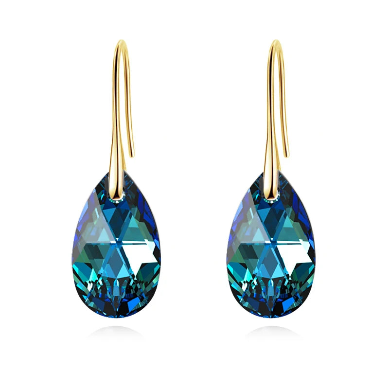 Classic Silver Color Korean Pear-shaped Drop Earrings Original Crystals from Austria Jewelry for Women Big Pendant Pendientes