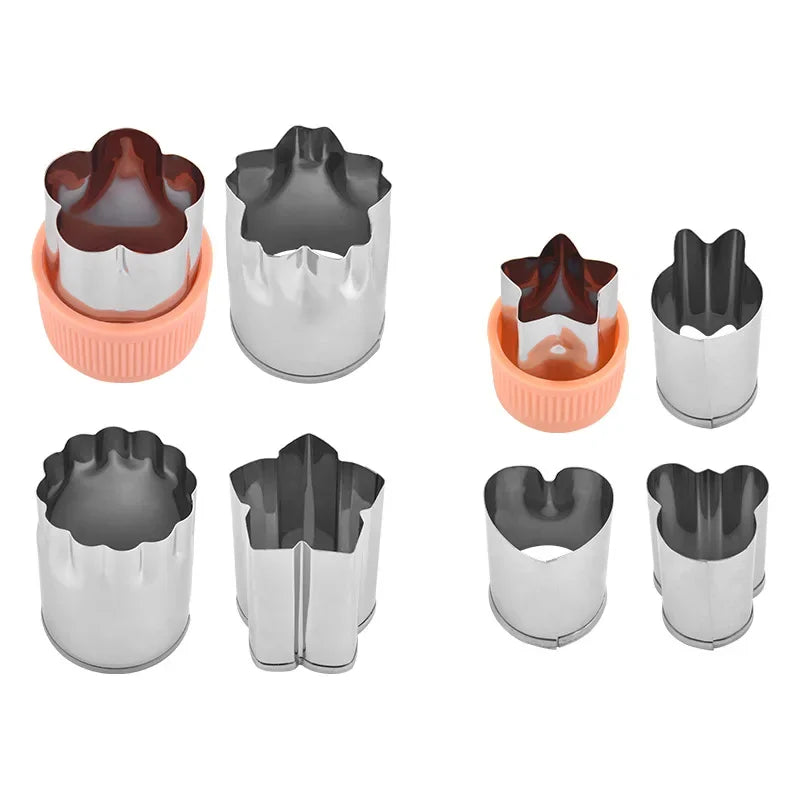 Tejesa 8Pcs/set Vegetables Cutter Set /Plastic Handle Mini Pie Cookie Cutters/ Fruit Pastry Stamps/ Stainless Steel Fruit Cutting Tools