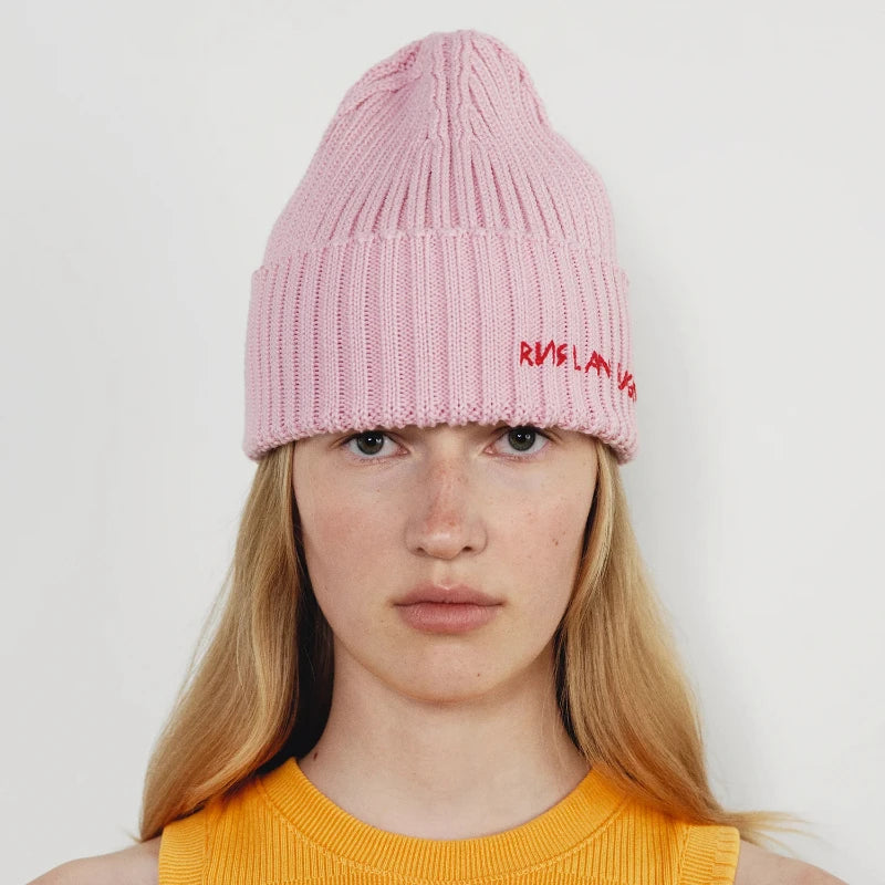 Unisex Thick Warm Wool Embroidered Knit Beanie Hat Soft Cozy Winter Cap for Women Cold Weather