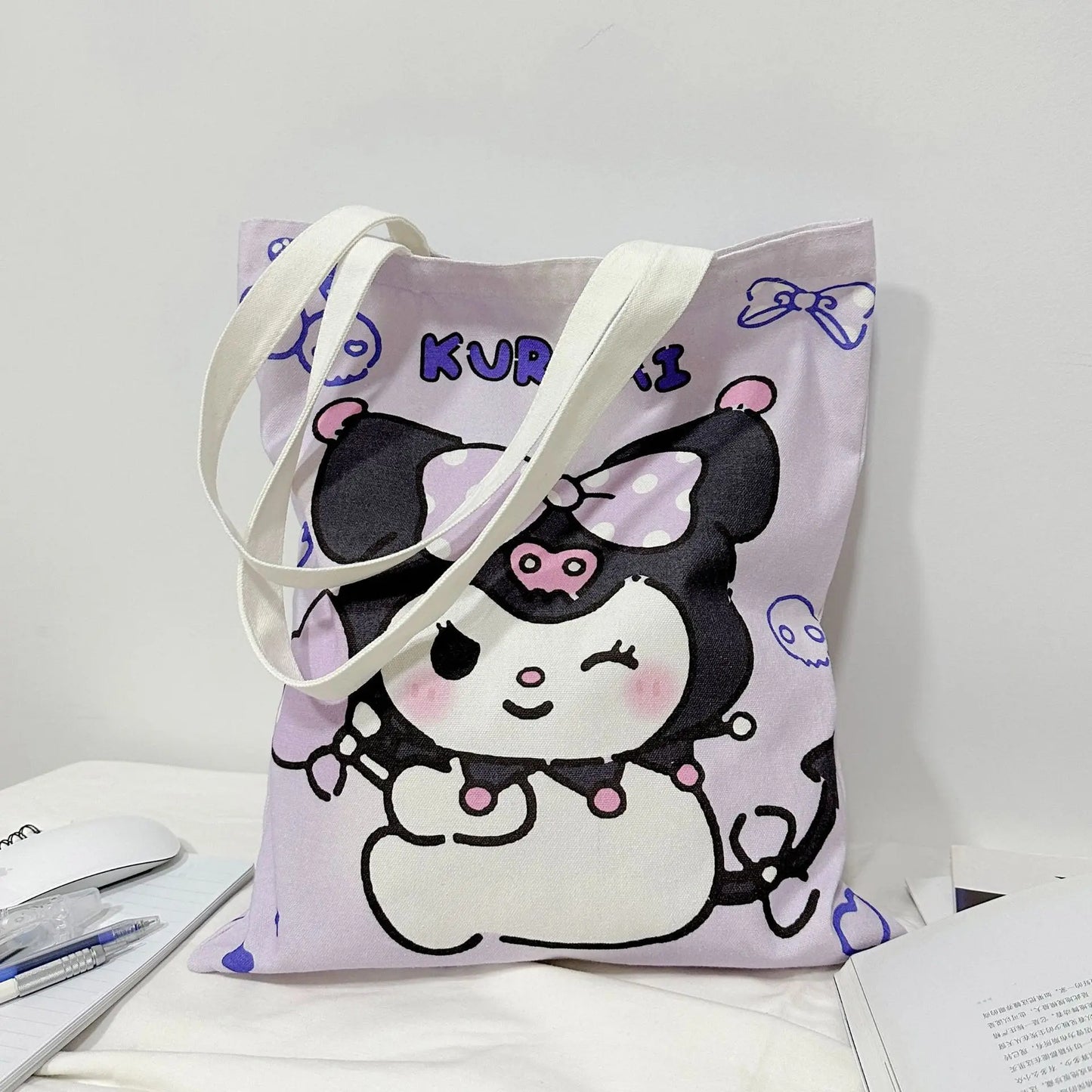 Hemasa  Hello Kitty  Canvas Handbag Cute Cartoon  Fashion Women Shopping Casual Shoulder Bag Gifts