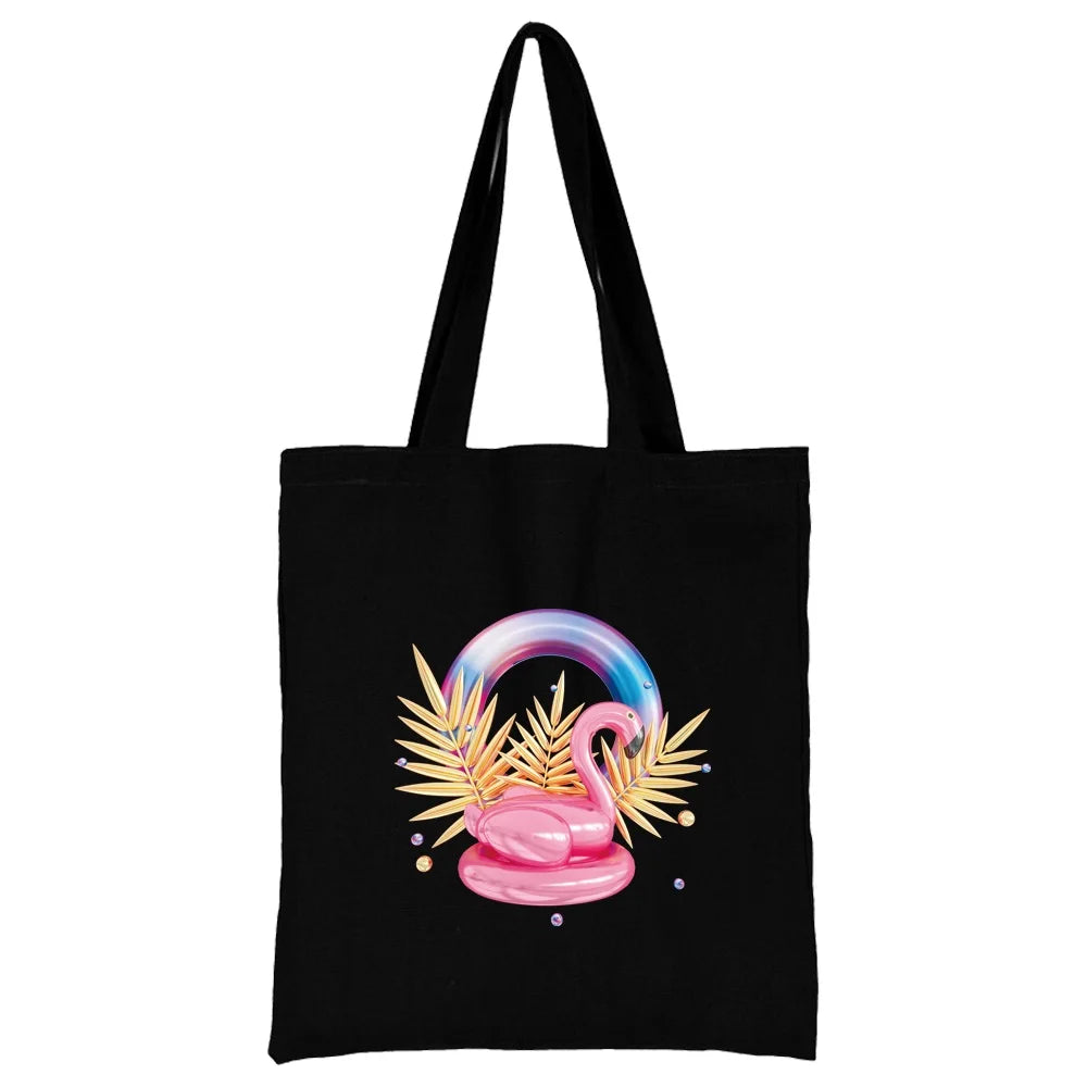 Tejesa Canvas Shopping Bag for Women /Shoulder Bags / Grocery Handbags /flamingo Print  Jute Bag