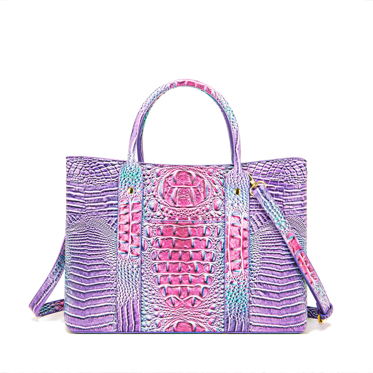 Fashionable and colorful gradient crocodile pattern crossbody bag, personalized color matching