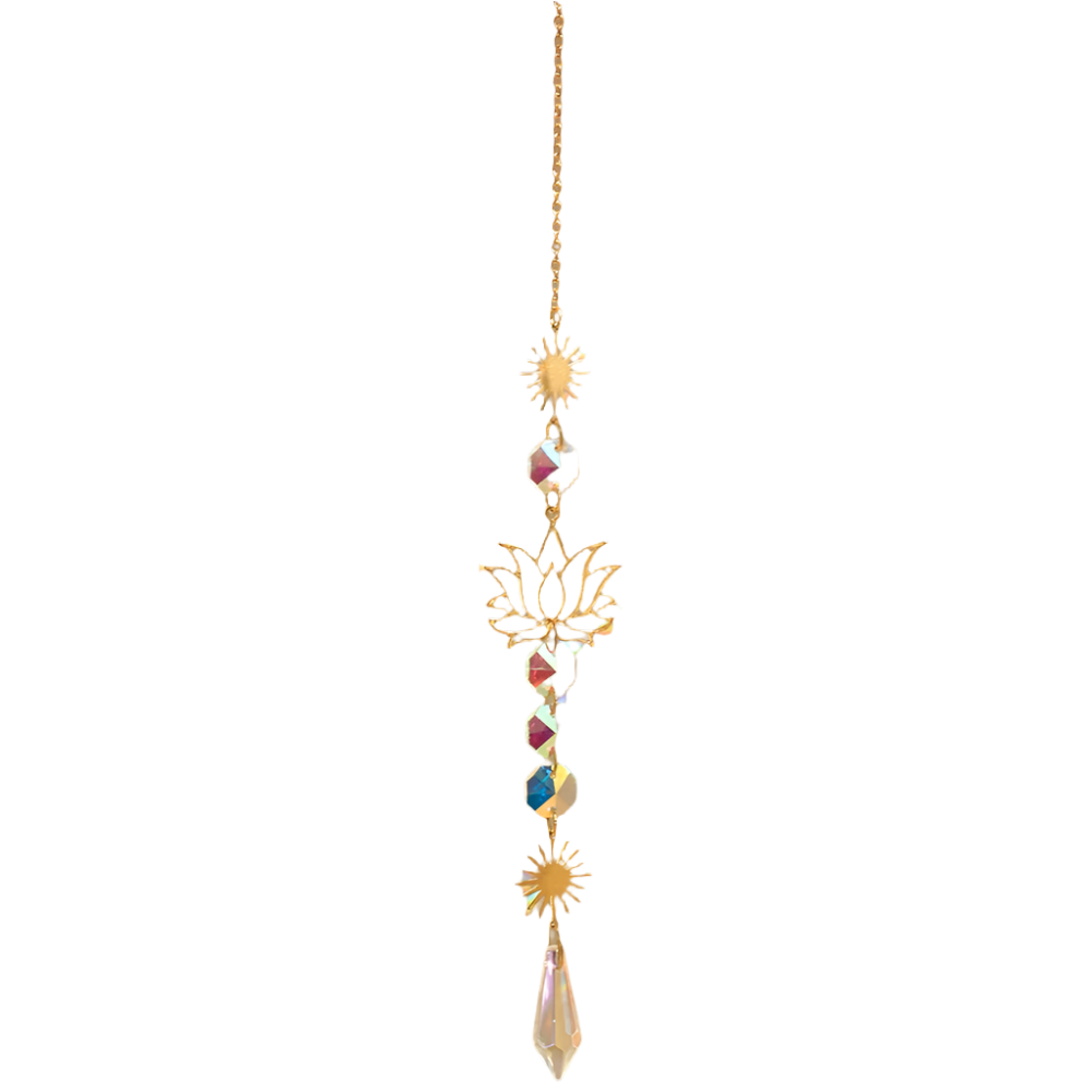 Hemasa Lotus Sun Catcher Crystals Rainbow Hanging Suncatcher /Chakra Light Catcher Stained Glass Prism for  Window /For Outdoor /For Garden Decoration