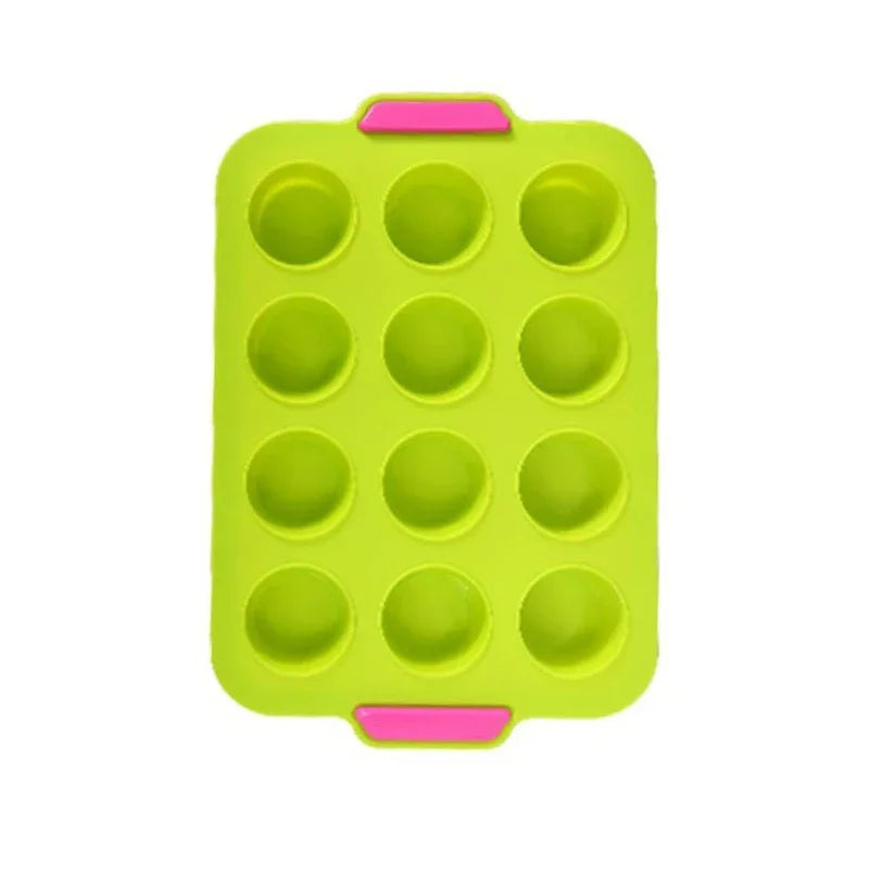 Tejesa 12 Holes Silicone Cake Mold/ Muffin Cupcake Baking Pan Non Stick Pudding Fondant Muffin Baking Tray Heat Resistant Bread Mould