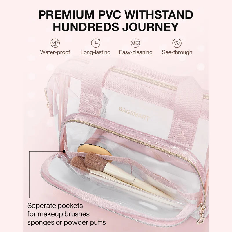 Hemasa  Cosmetic Bag with Wide-open and Carry Handle Toiletries Travel Organizer Case for Women