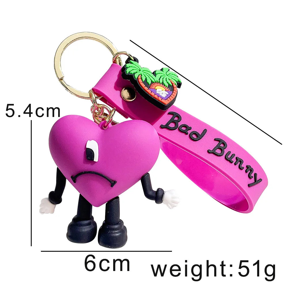 Tejesa Silicone Soft Rubber 3D Rabbit Bad Bunny Keychain/ Heart Pendant  Halloween Pumpkin Key Pendant