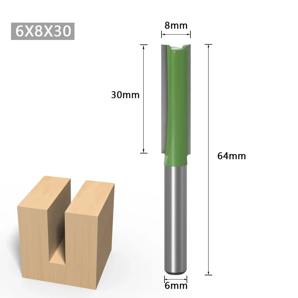 Single Double Flute Straight Bit 6mm Shank Milling Cutter for Wood Tungsten Carbide Router Bit Woodwork Tool Woodworking Tools
