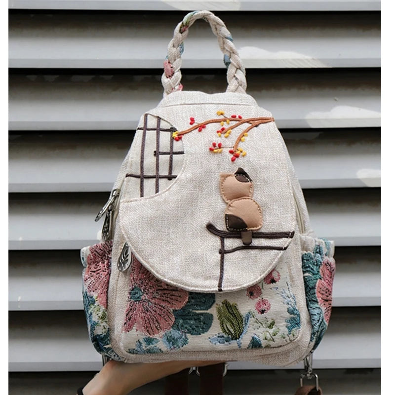 Luxury 3D Pumpkin Pattern Women Travel Backpack High Quality Linen Female Backpack Fashion Prettry Style Girls Daypack Backpack