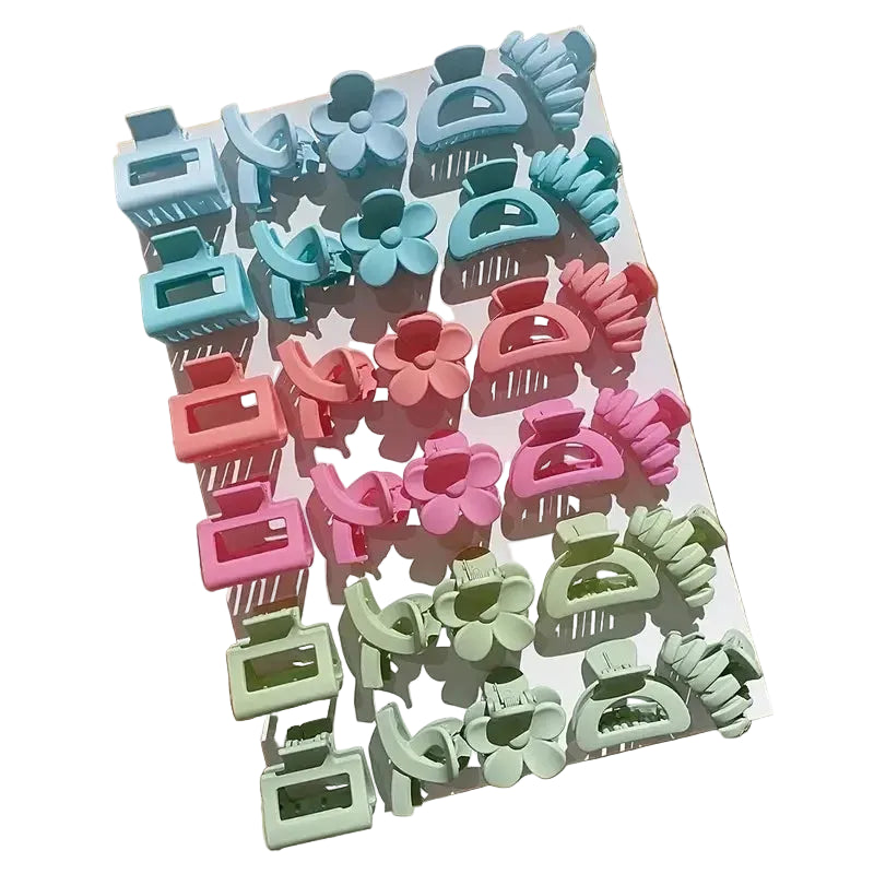Tejesa 30Pcs Polychrome Frosted Hair Clips Small Flower Shark Clip Suitable Daily Casual Wear Headwear Women'S Girls Hair Accessories