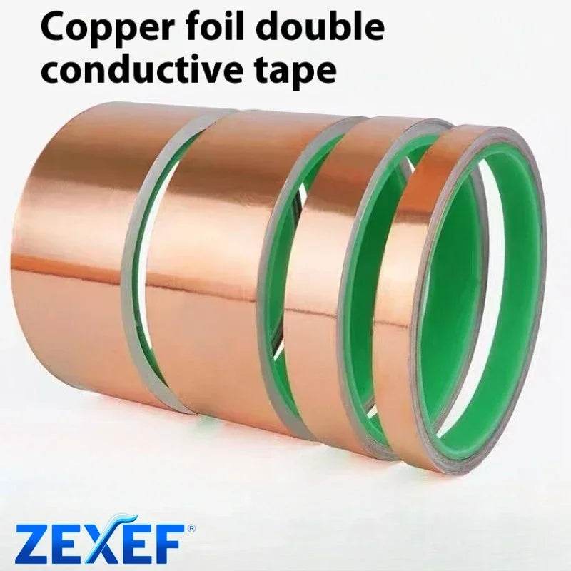 Copper Tape Double-sided Conductive Foil for Stained Glass Shielding Guitar EMI Crafts Adhesive Ladder Dispenser Glue Cell Tools