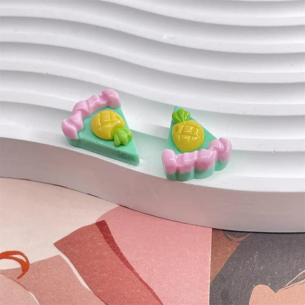 10 Pcs Resin Simulation Cartoon Macaron Flatback Cabochon Art Supply DIY Earring Craft Scrapbooking For Hair Bow Clip Decoration