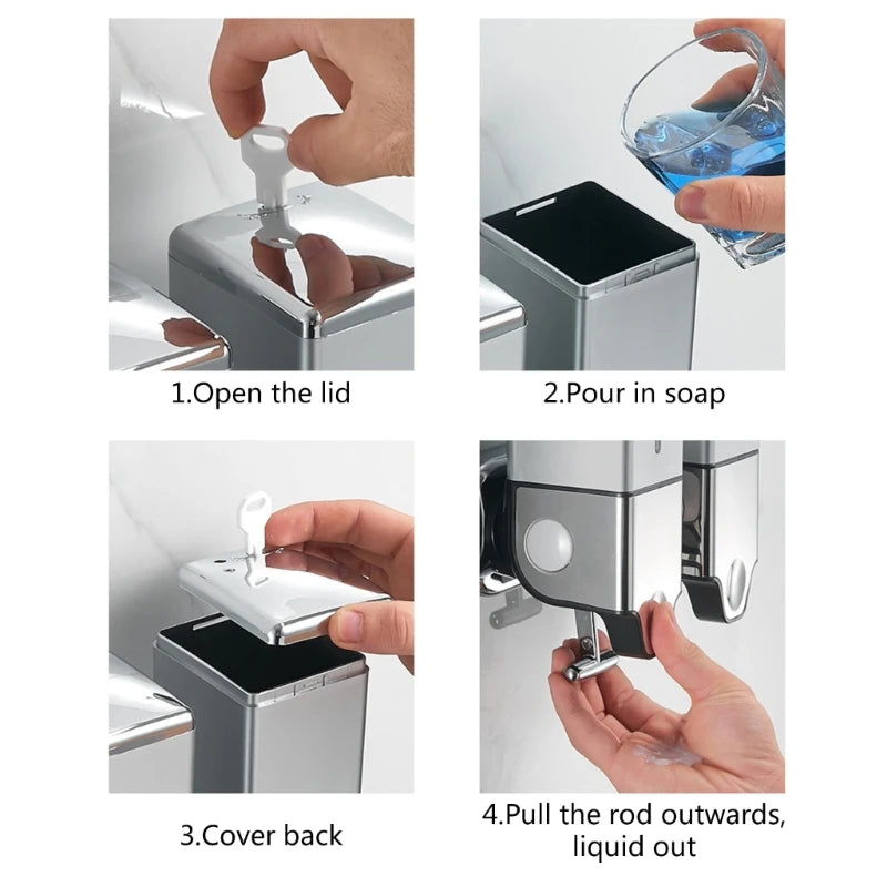 Hemasa 500Ml Manual Press Liquid Soap Dispenser /Wall Mount Soap Shampoo Gel Shower Liquid Container for Bathroom