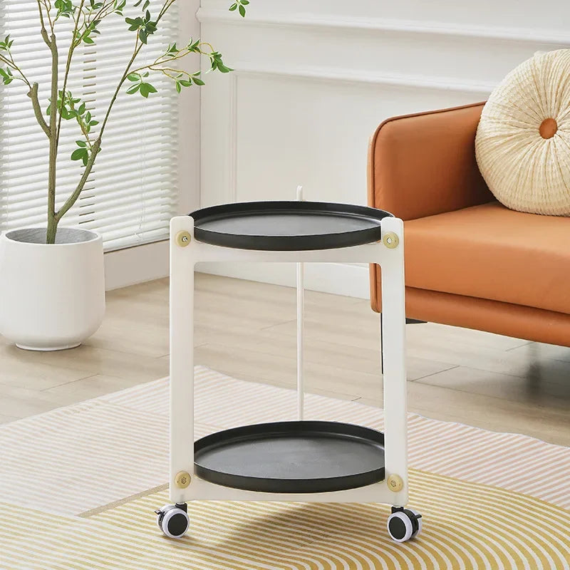 Living Room Mobile Round Coffee Table Nordic Creative Home Cart Movable Storage Rack Storage Bedroom Bedside Trolley