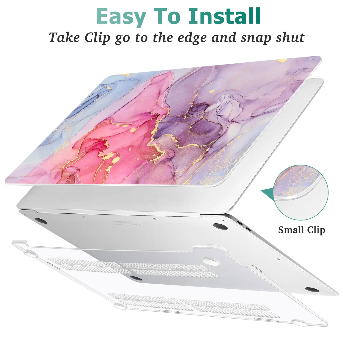Hemasa Marble Plastic Laptop Case for MacBook M4 Air 13 inch A2337 A2179 A1932 Hard Shell Cover for Mac Pro 13 15 16 2022 A2338 A2251