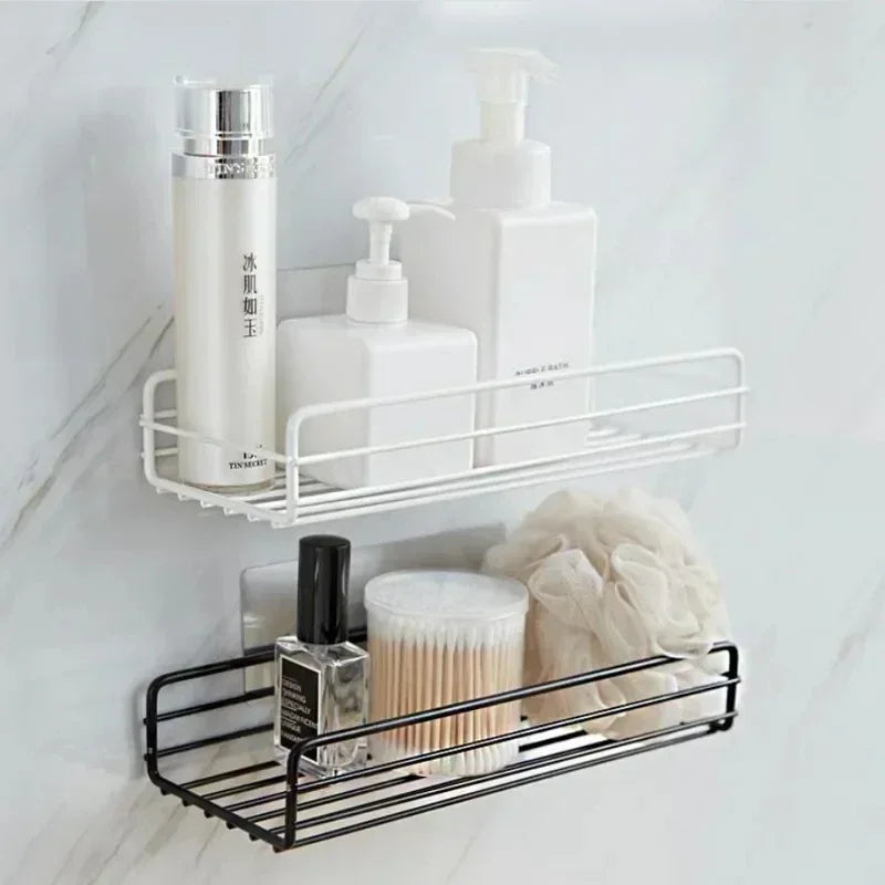 Hemasa Bathroom Shelf Wall Mounted Corner Storage Shelves Shampoo Holder Cosmetic Rack Iron Shower Drain Basket Bathroom Organizer