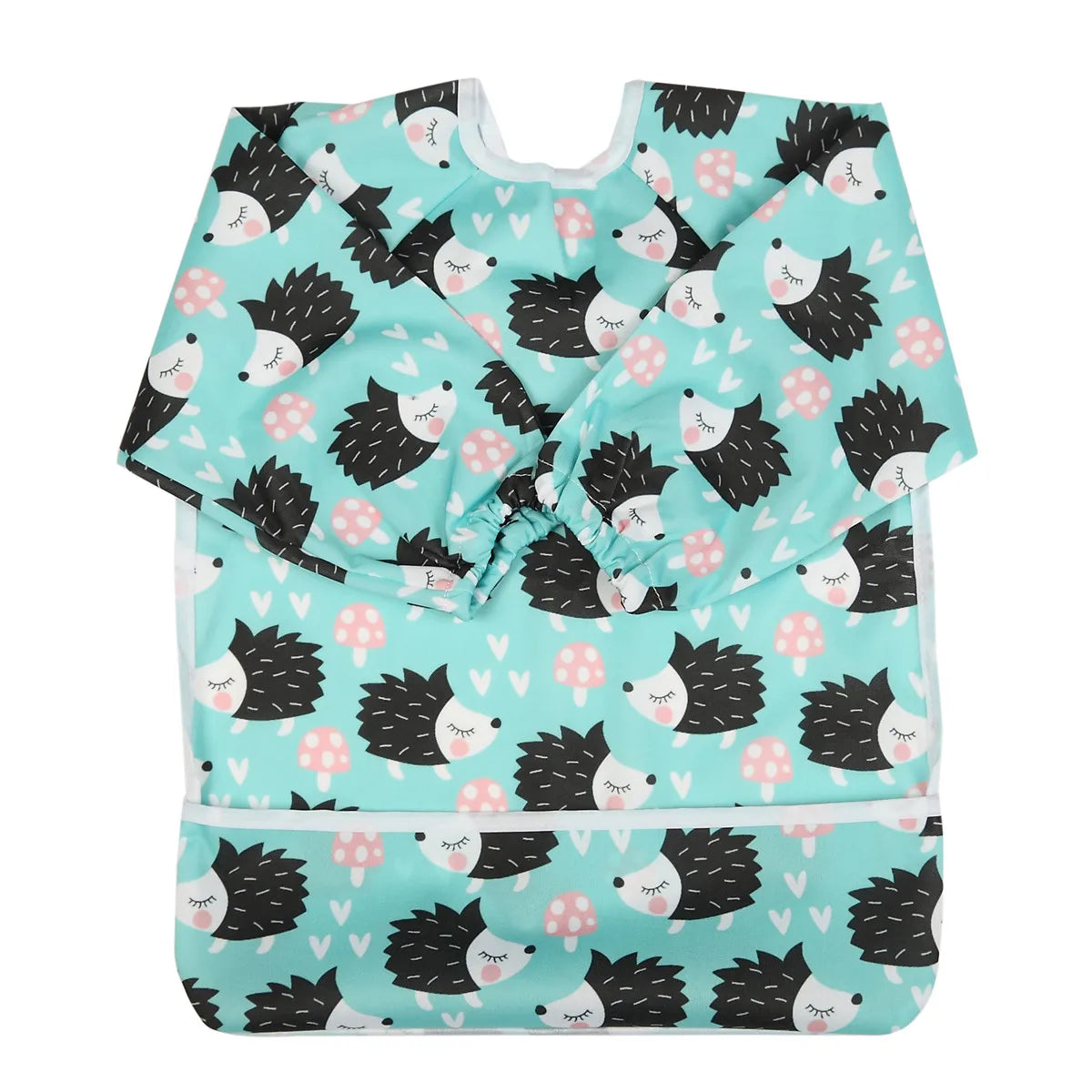 [Sigzagor] 1 Baby Bib Feeding Waterproof Long Sleeve Shirt Toddler Painting Drawing With Pocket 1-3 years old